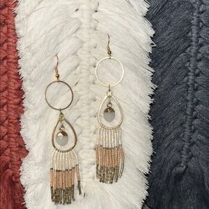 Gold Beaded Dangle Earrings